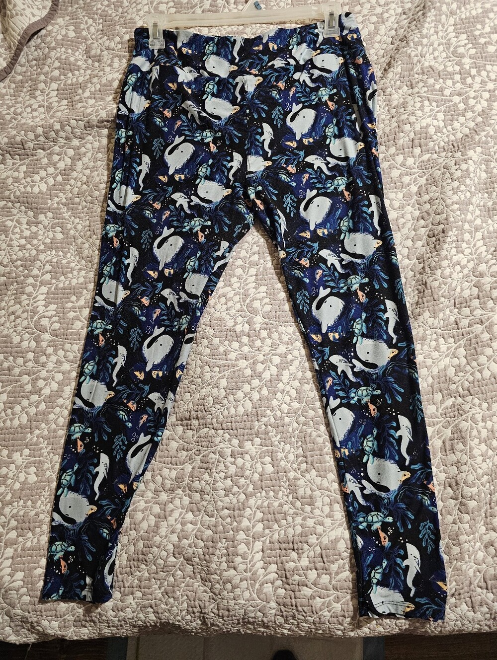 Lularoe Whale Print Leggings - Navy Blue